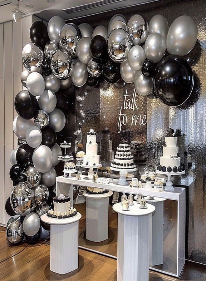 RUBFAC 145pcs Metallic Silver Balloons Latex Balloons 18 12 10 5 Inch Party Balloon Kit Different Sizes for Birthday Party Wedding Balloon Graduation Baby Shower Decoration - Image 4